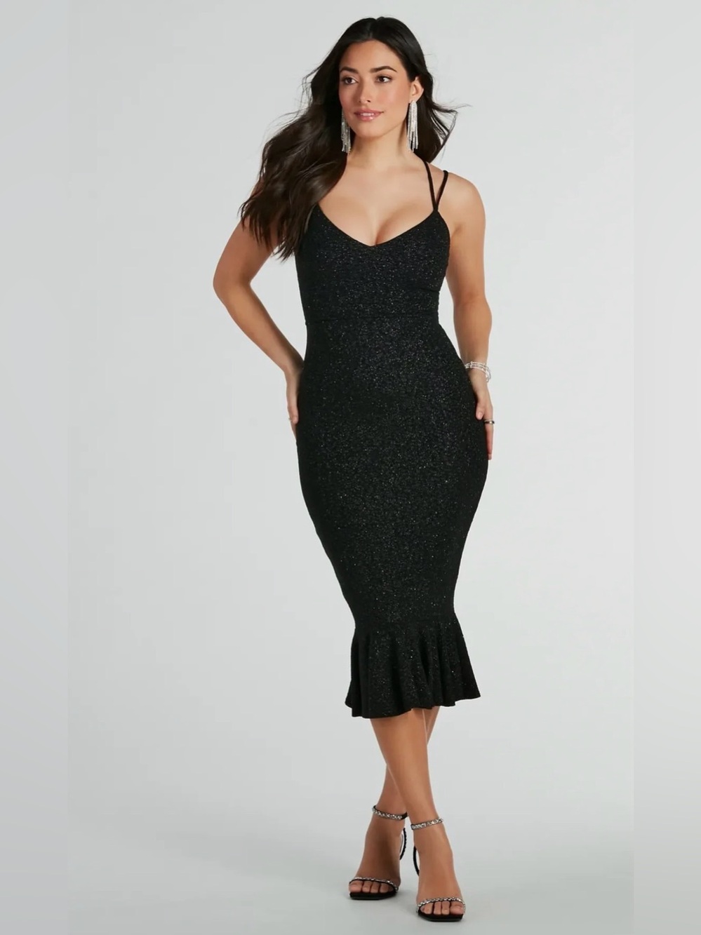 Sparkle Black Fitted Mermaid Skirt - Women's